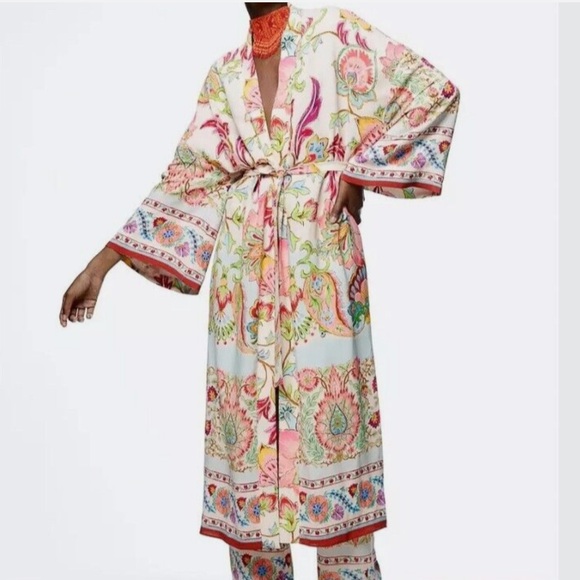 Zara NWT printed belted kimono/robe - Picture 1 of 8